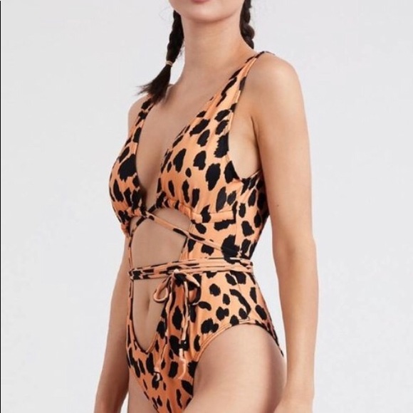 Animal Print string tie bathing suit - Picture 2 of 4